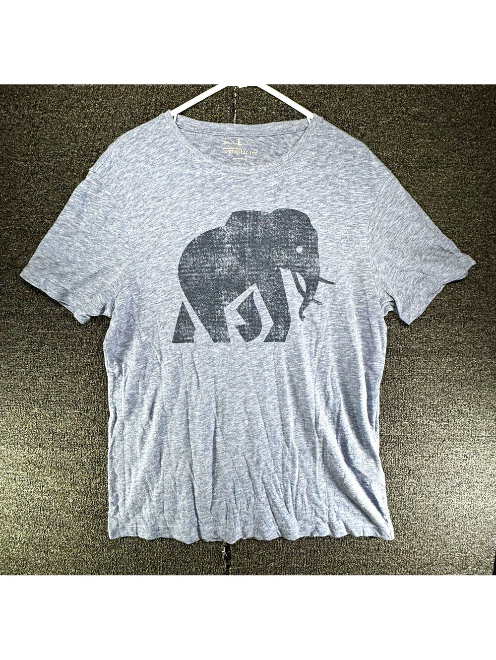 Banana Republic Shirt (L) Gray Elephant Graphic Tee Short Sleeve Mens Heathered
